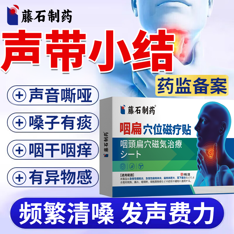 声带小结息肉嗓子哑声音嘶哑修复咽干痒膏贴异物感药监备案儿童P2