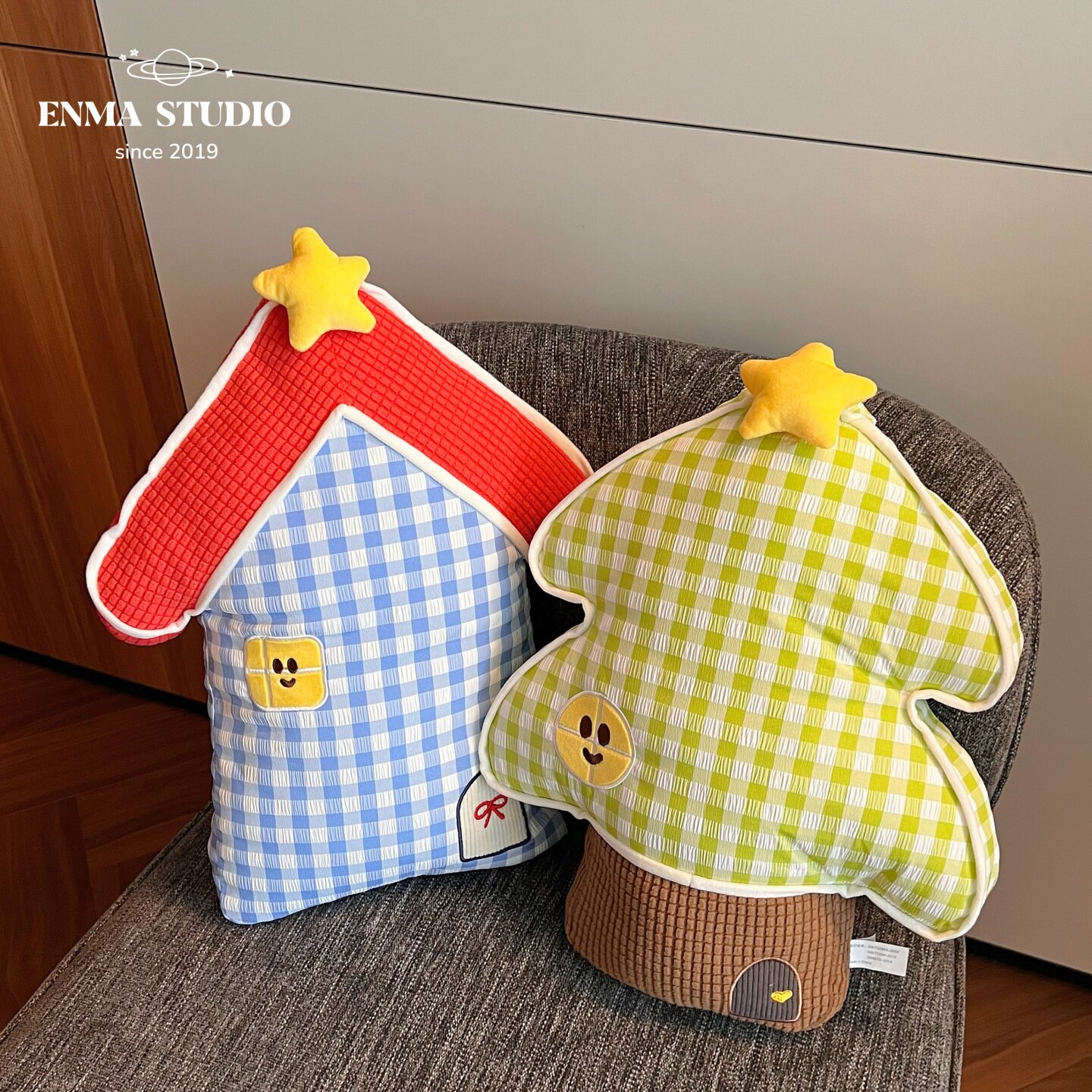 ENMA STUDIO可爱童话小屋沙发抱枕装饰家居布艺床头靠枕座椅靠垫