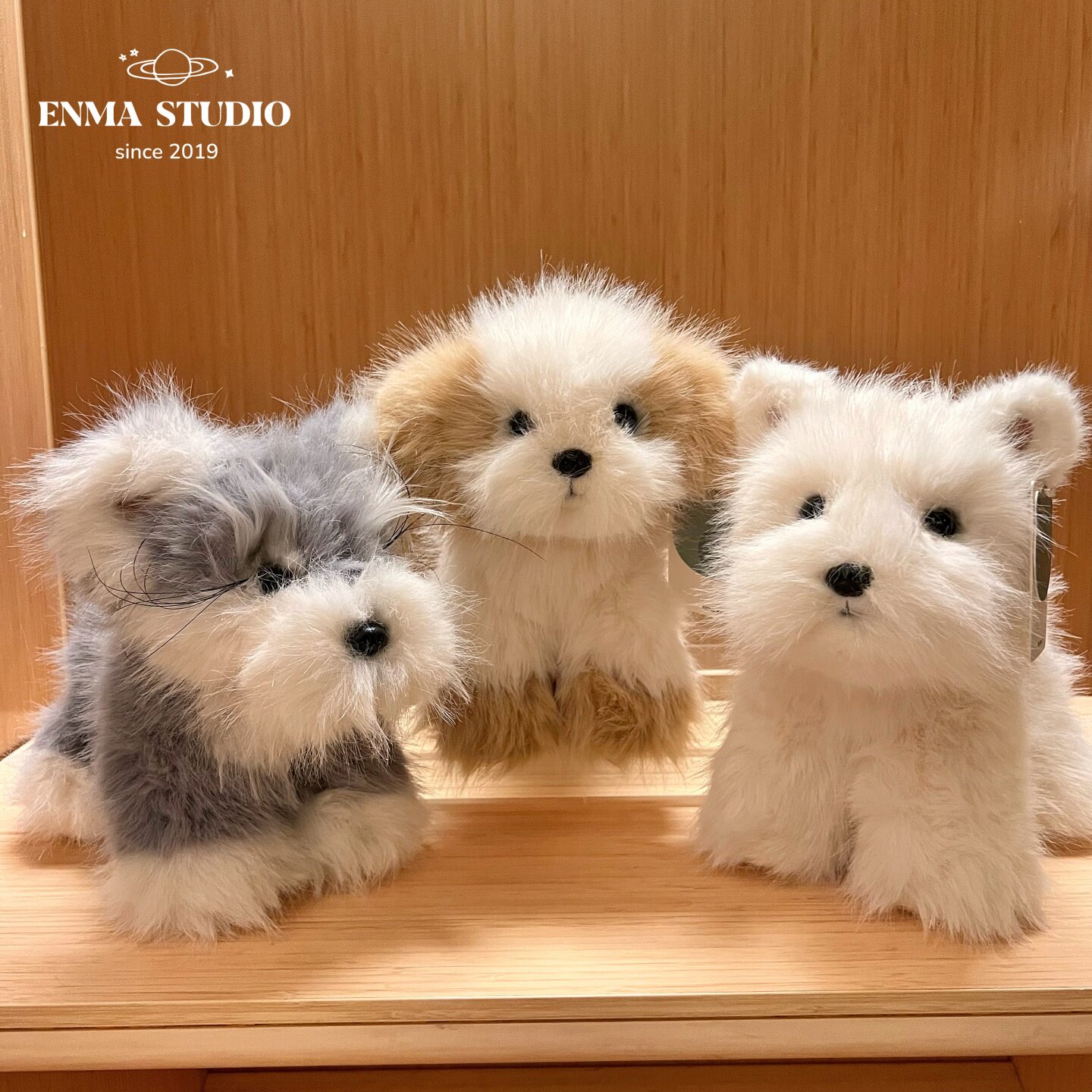 ENMA STUDIO可爱仿真长毛小狗毛绒玩具西高地雪纳瑞公仔礼物娃娃