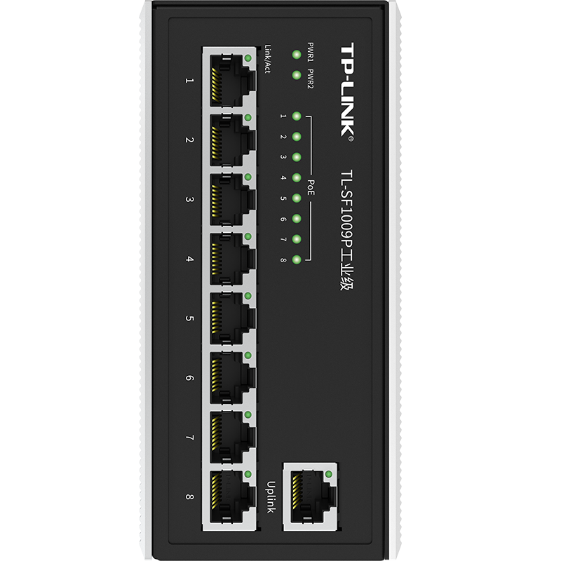 TP-LINK TL-SF1009P工业级9口PoE供电交换机大功率120W网络监控导轨式壁挂耐高温低温防尘抗电磁干扰VLAN