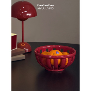 饰果盘 陶瓷果碗镂空设计果盘家居摆件圣诞新年装 AIYUU LIVING