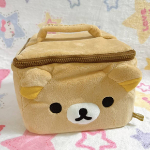 中古  轻松熊立体化妆包  方形毛绒收纳盒收纳箱化妆箱化妆盒