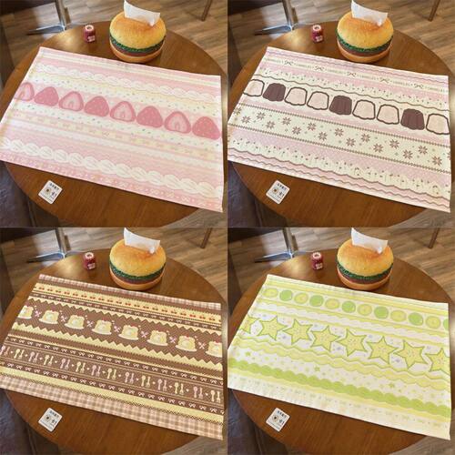 可爱草莓蛋糕古早味棉麻桌布韩式手作背景布卧室装饰卡通书桌垫