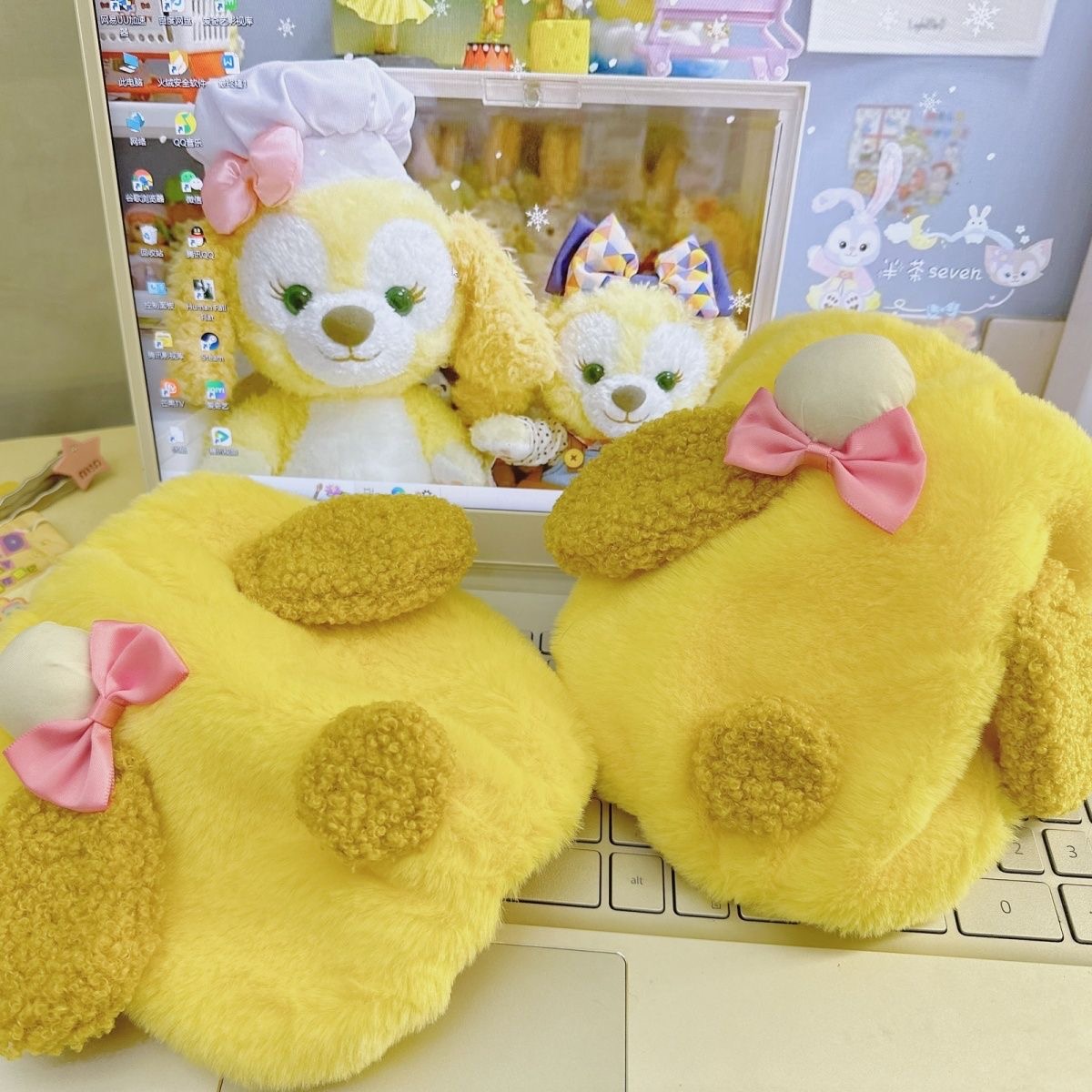 新款自制可爱饼饼秋冬款袖套加厚耐脏防污羽绒服好物学生实用百搭