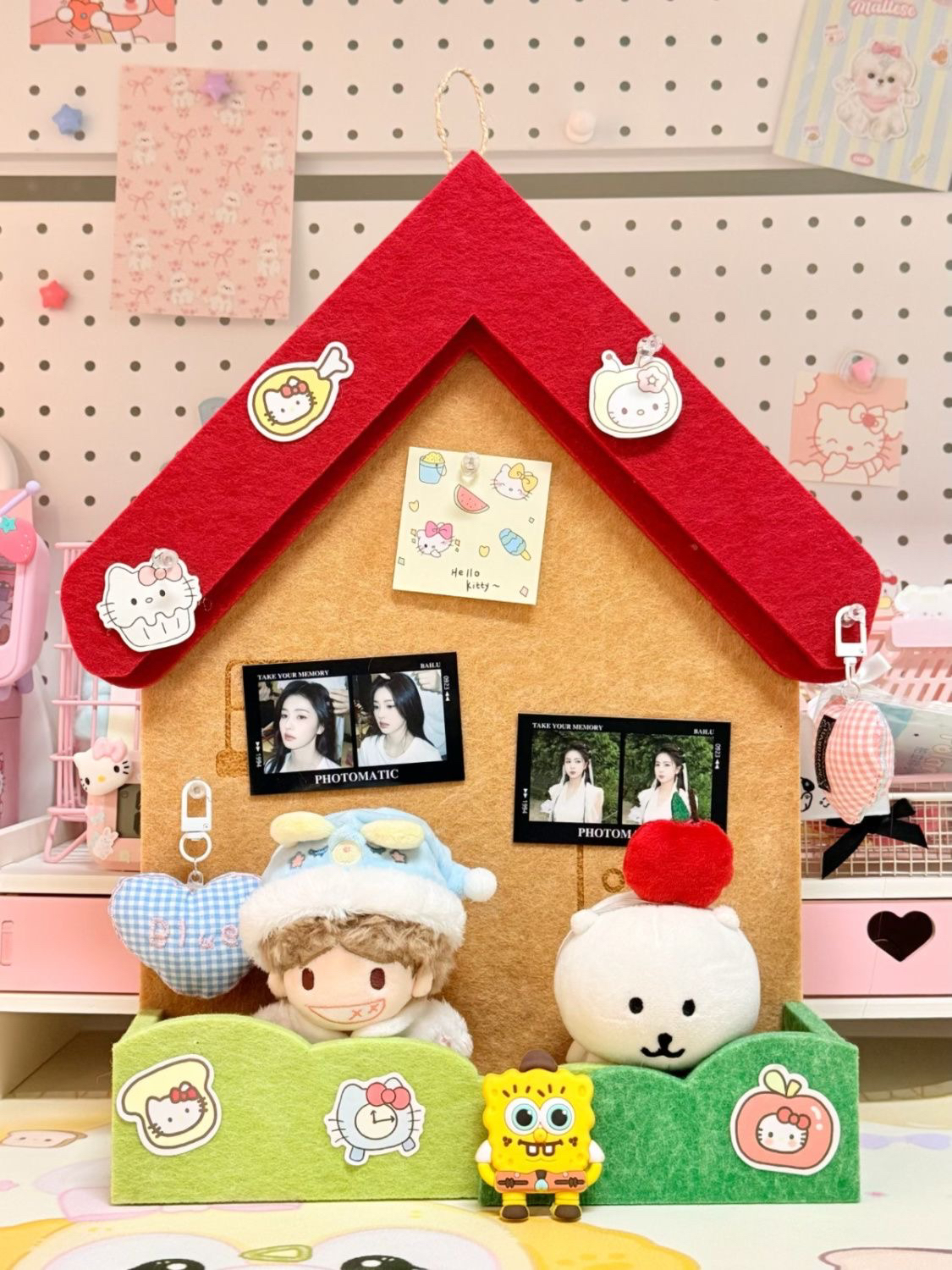 可爱小房子毛毡卡通软木板新款装饰照片墙面墙免打孔留言板不伤墙