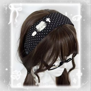 梦游小猫/可爱波点萌系布艺发箍KT甜美发卡少女日系卡通发饰头饰