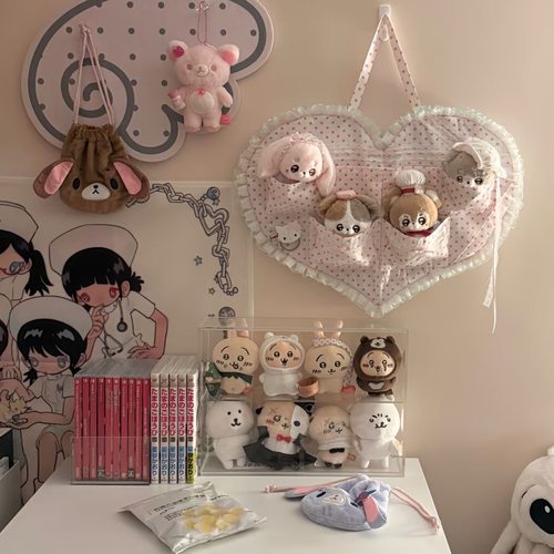 ins风少女心波点爱心挂袋卧室宿舍门后收纳神器可挂式透明置物袋