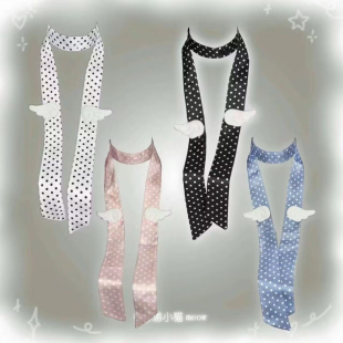 梦游小猫/翅膀波点丝巾春夏新款日韩系脖发带高级感薄款护颈长条