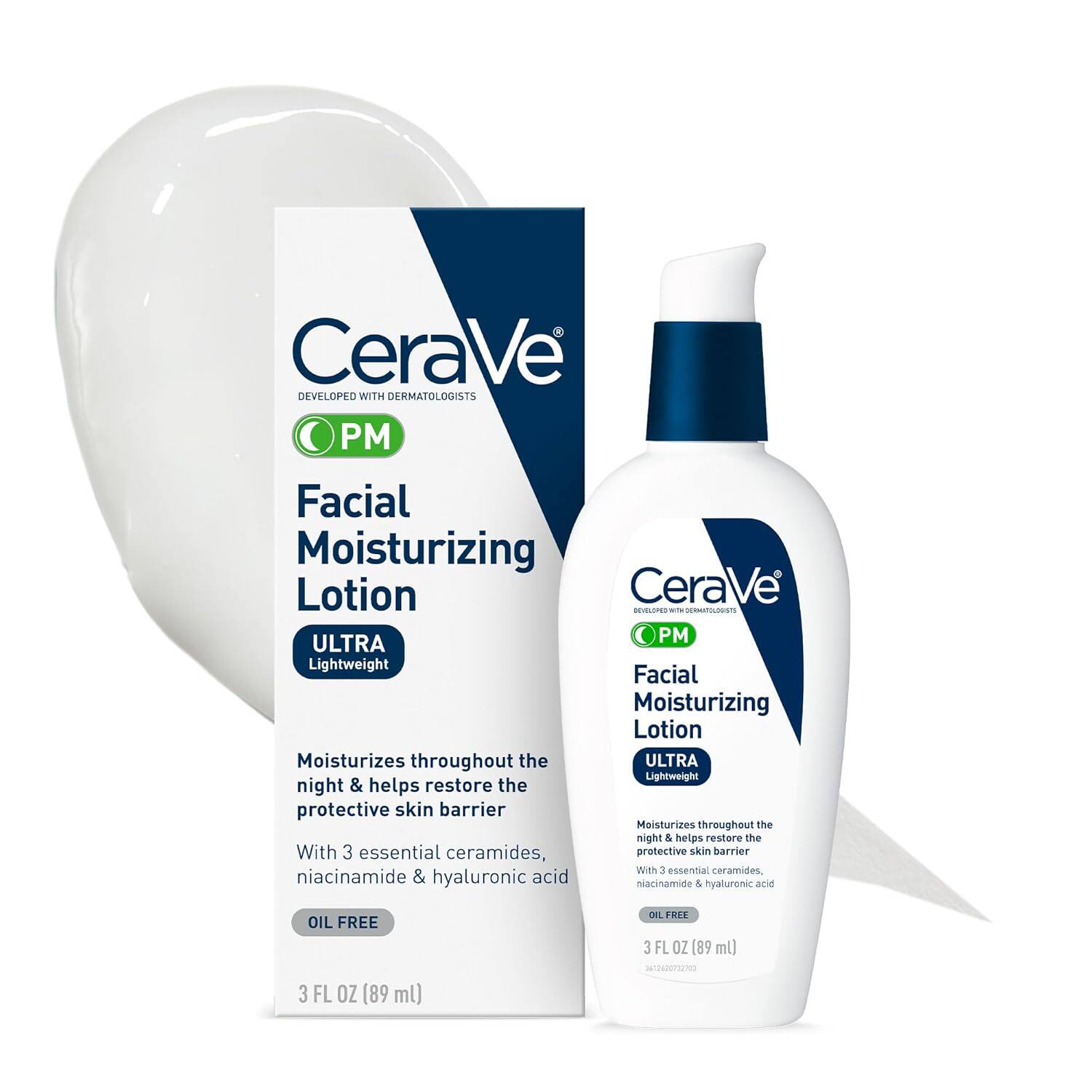 美国洛杉矶直邮CeraVe PM 面部保湿乳液夜间面霜保湿霜舒缓皮肤