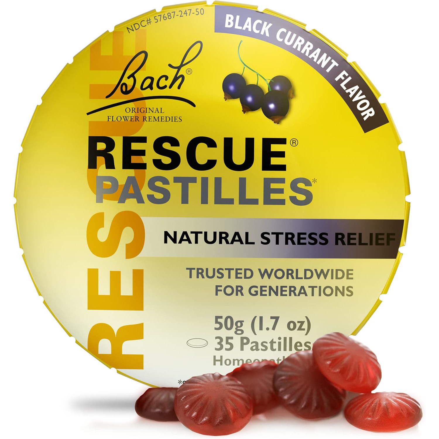 美国洛杉矶直邮RESCUE黑加仑口味天然减压润喉糖无糖素食糖果焦虑