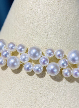 天然淡水珍珠花式蕾丝编织颈链锁骨链choker手链纯银