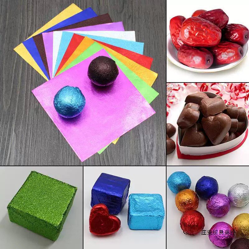 8*8cm手工巧克力包装纸 铝锡箔 彩色锡纸金箔纸糖果包装纸100张装