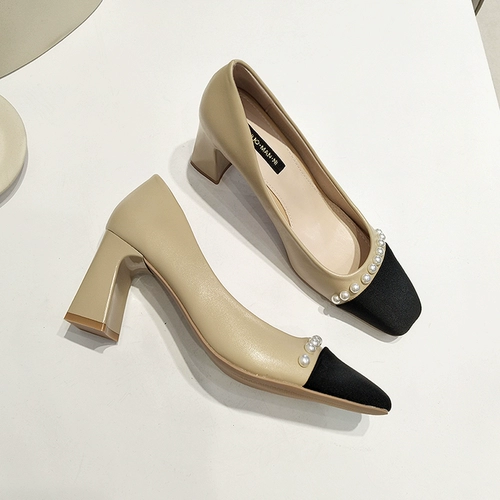 Обувь из жемчуга на высоком каблуке, рабочие комфортные модные туфли