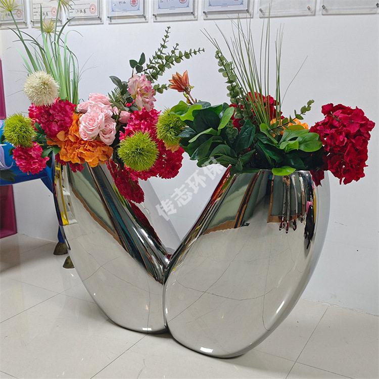 简约室内走廊大堂电梯厅模具冲压304#不锈钢花盆花钵容器装饰摆件