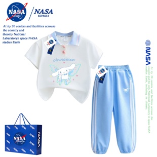 NASA联名月桂狗套装夏季2025新款运动polo短袖多巴胺穿搭女孩儿童
