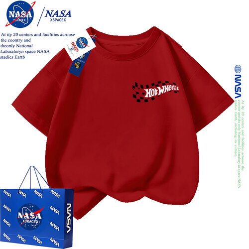NASA联名风火轮汽车hotwheels2026年夏季纯棉短袖儿童T恤上衣潮