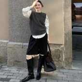 韩系通勤简约黑色西装 新款 短裤 高腰百搭显瘦直筒阔腿五分裤 女秋季