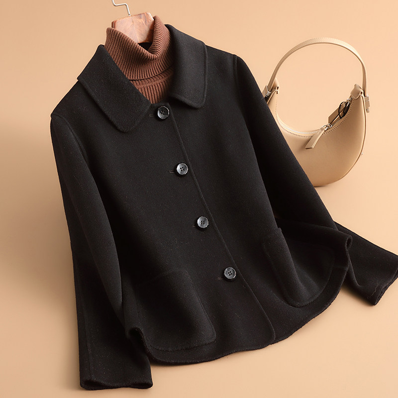 羊毛短款简约款显瘦羊毛大衣
