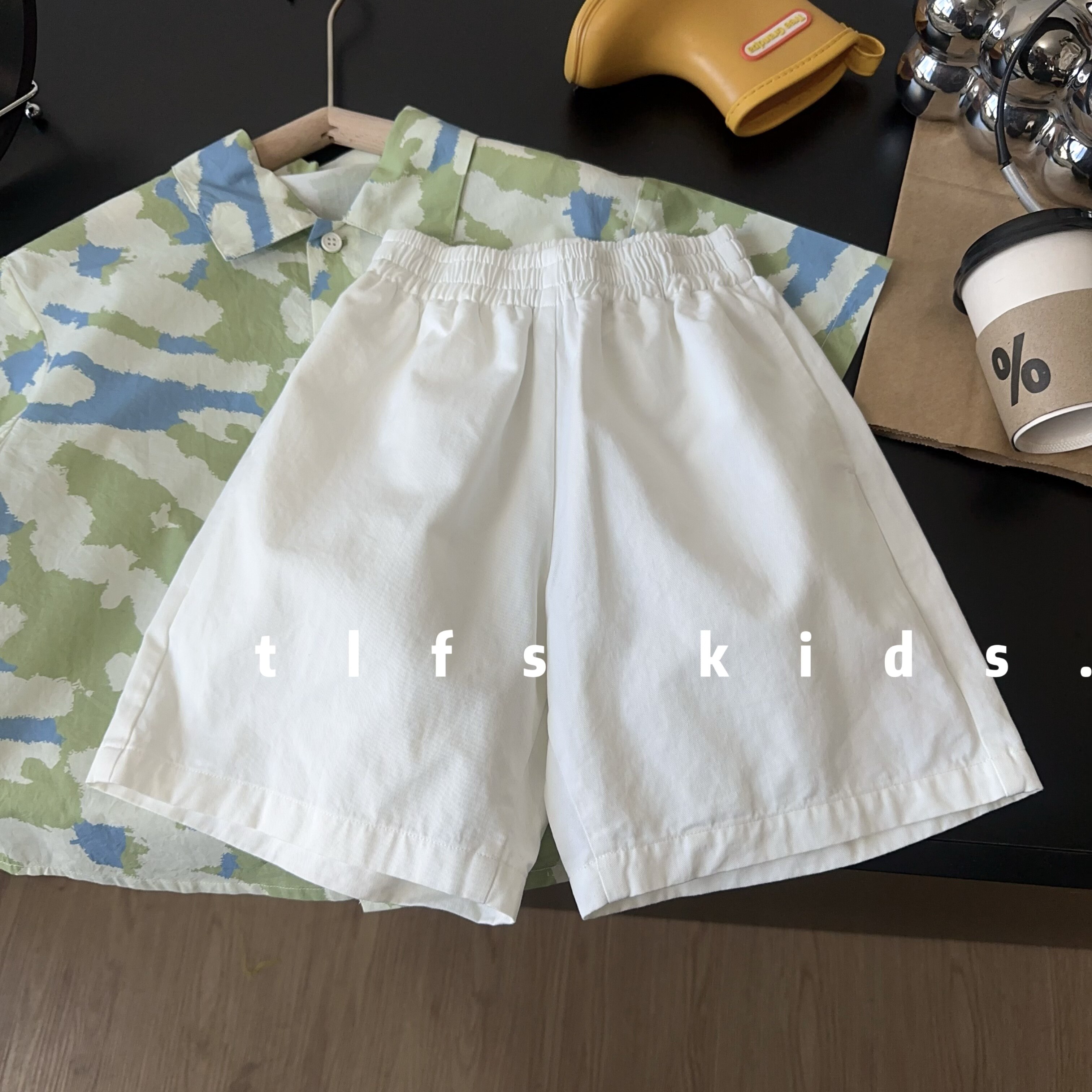 儿童夏季新款白色三分裤短裤男童女童宽松韩版休闲松紧腰短裤舒适