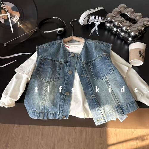 儿童春季新款牛仔马甲韩版百搭