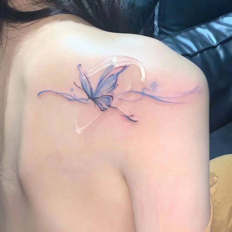 蝴蝶纹身贴小众彩色纹身贴防水持久背后胸前潮流新款