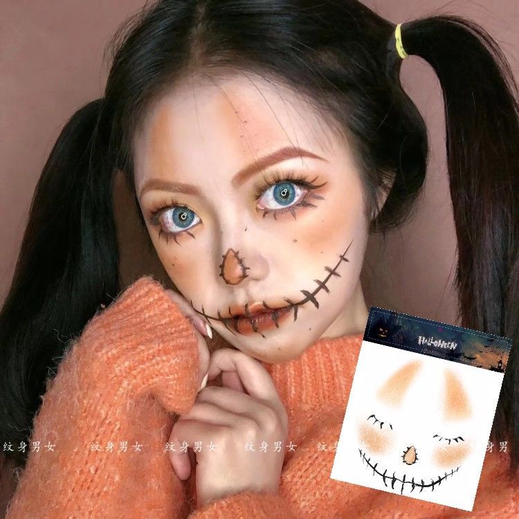 万圣节小恶魔女巫妆容脸贴