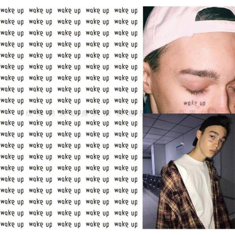 alexander同款脸部纹身贴 wake up字母 果汁卡通草本纹身贴