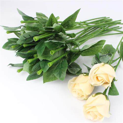 带叶花杆铁丝插花花杆仿真香皂花假花花枝情人节花束包装材料用品