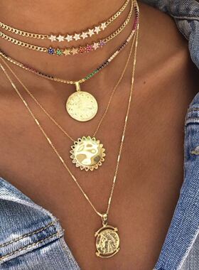 Macedonia19新品推荐 欧美ins时尚冷淡风链条镶钻彩虹choker项链