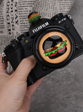 黑色汉堡相机镜头热靴盖适用佳能富士XT50XM5尼康Z30索尼ZVE-10等