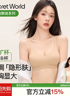 secretworld粉底液内衣女聚拢小胸外扩显大隐形无痕防下垂文胸罩