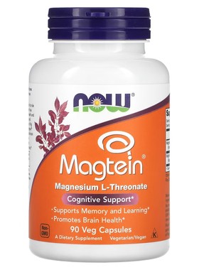 美国Now Foods诺奥Magtein L-苏糖酸镁大脑补镁脑活素神经宝 90粒