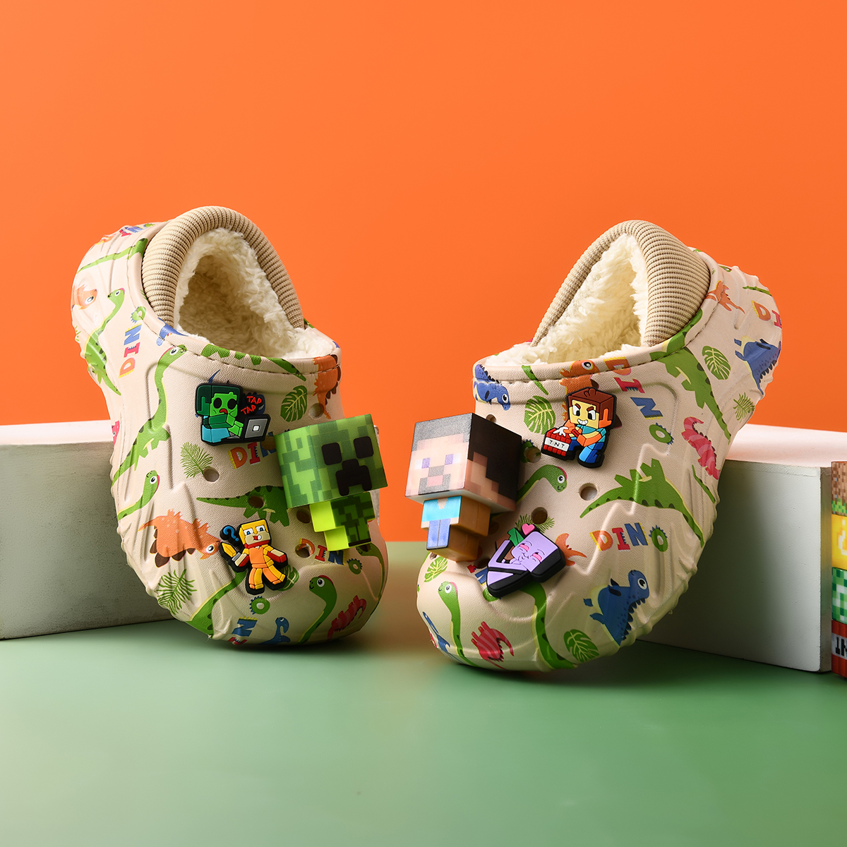 秋冬加绒儿童拖鞋男童