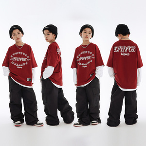 儿童街舞潮服男女童演出服少儿嘻哈hiphop童装潮牌表演服酷帅套装