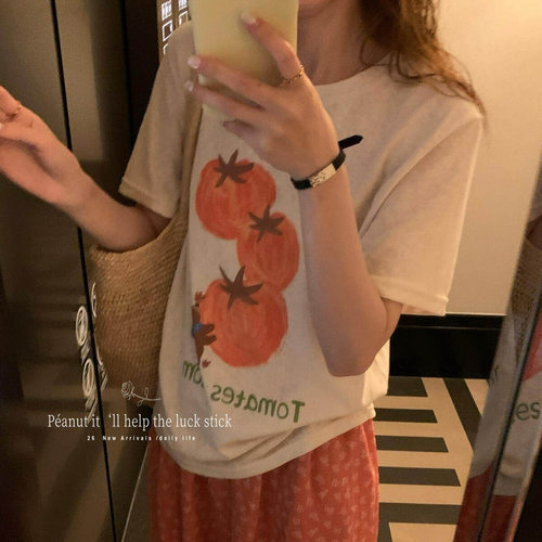 peanut花生家夏季韩系动漫卡通印花百搭宽松显瘦圆领短袖T恤11185