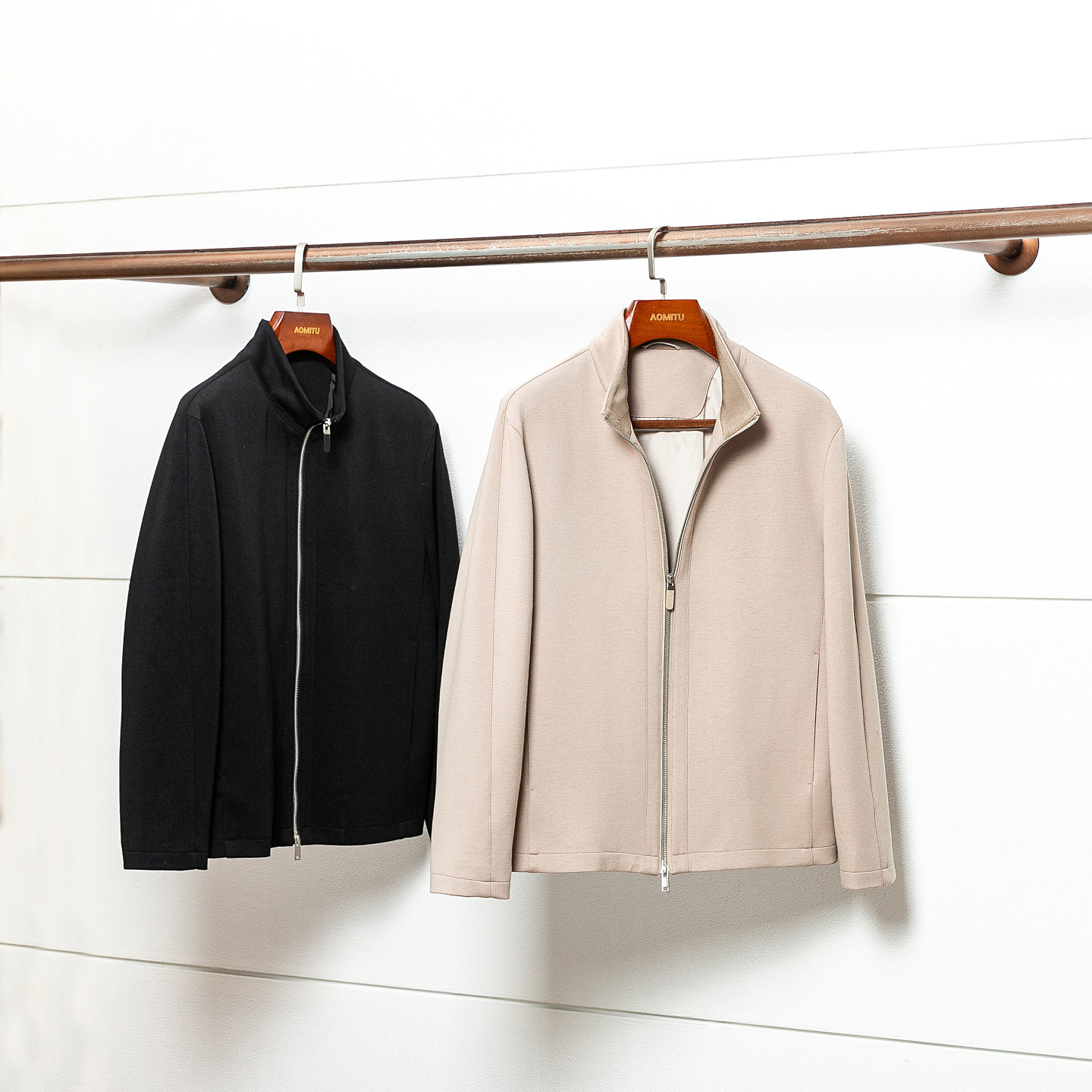 34000版 丝羊毛空气层  春秋男士休闲针织夹克老钱风拉链针织外套