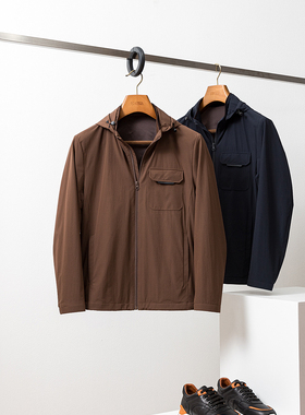 Sojitz升笈/经典意奢旅行者 秋冬男士商务连帽夹克保暖三防外套男