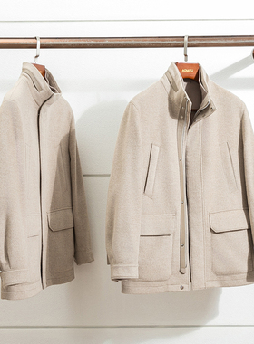 限量 67900版 COLOMBO 100%山羊绒 秋冬男士中长款立领全羊绒大衣