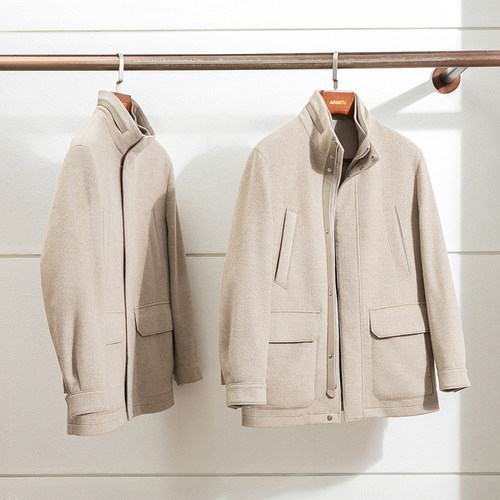 AomituCOLOMBO立领全羊绒大衣