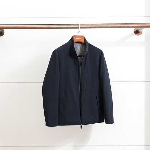 Aomitu意产120S丝羊毛立领鹅绒服