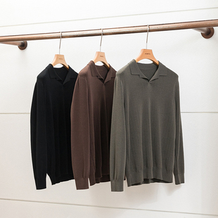 打底羊毛衫 黄金羊毛 羊毛POLO衫 男 秋冬男精纺羊毛针织衫 意奢L