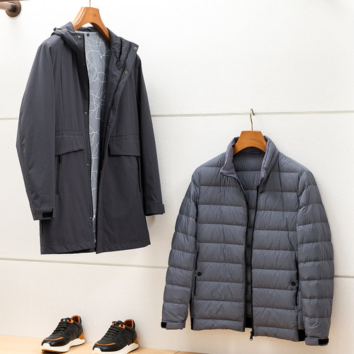 男士中长款保暖休闲羽绒服连帽