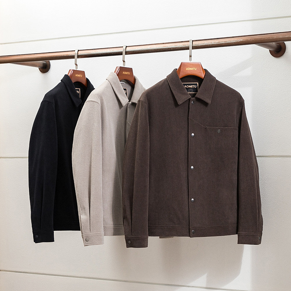 松弛慵懒 秋冬男士灯芯绒休闲夹克 秋冬男翻领夹克灯芯绒翻领外套