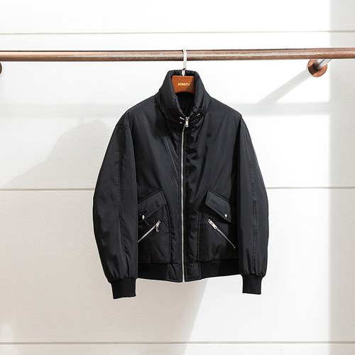 Aomitu冬季白鹅绒立领短款羽绒服