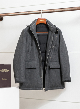 限量 VBC.100%美丽诺科技羊毛 冬季男士羊毛鹅绒服中长款鹅绒服男