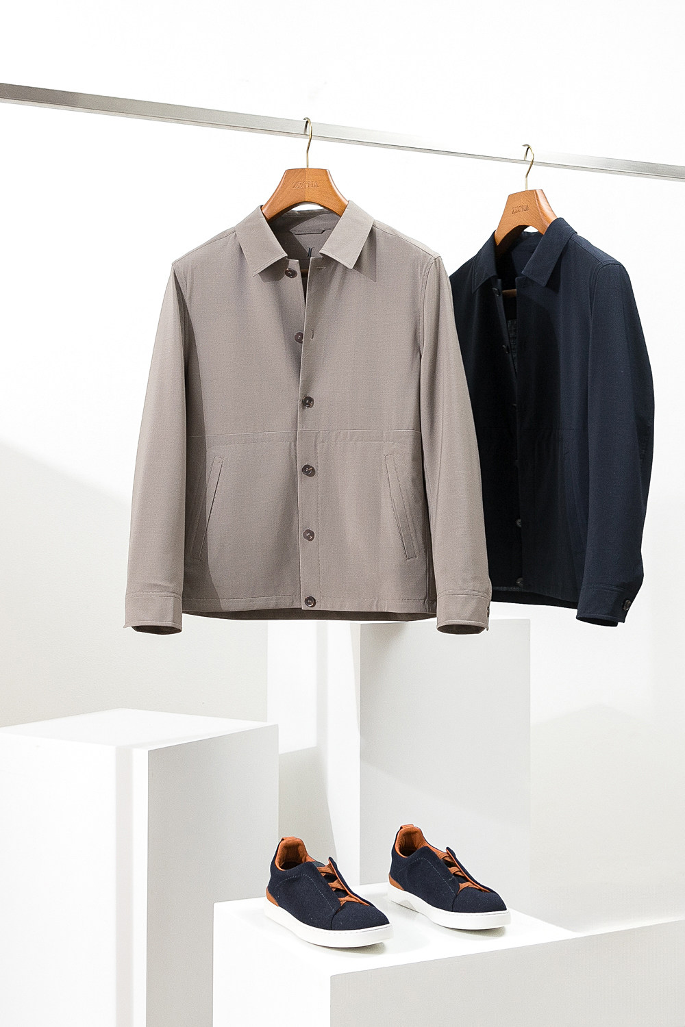 简奢低调 意奢可机洗精纺羊毛男士春秋薄款羊毛行政夹克外套男