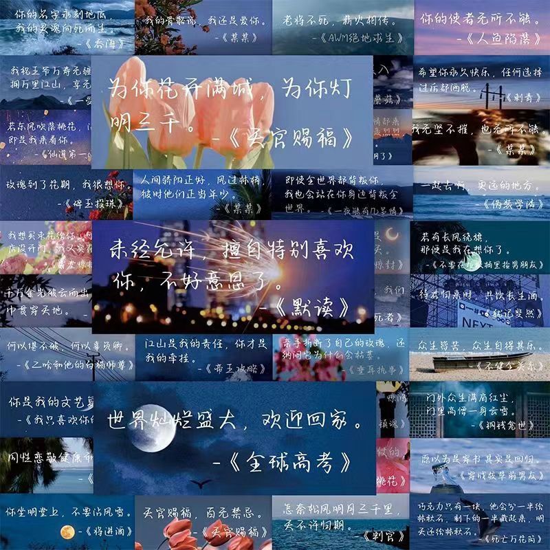 154张耽美语录贴纸双男主经典小说台词手账素材行李箱贴画