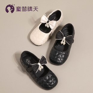 春鞋 女童小皮鞋 軟底小女孩英倫風單鞋 兒童公主鞋 黑色2025新款 春季