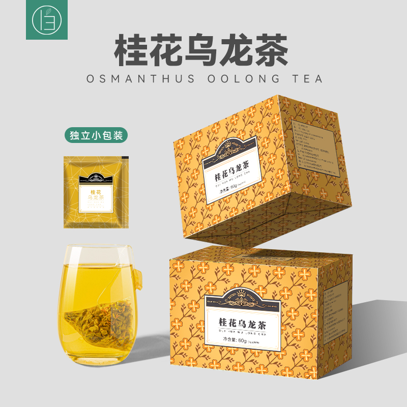 一伯桂花乌龙茶20包冷泡茶桂花茶干桂花乌龙袋泡花茶组合茶叶茶包-封面