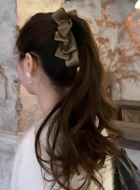 韩系黑色蝴蝶结香蕉夹女2025简约感后脑勺大号抓夹马尾夹发饰